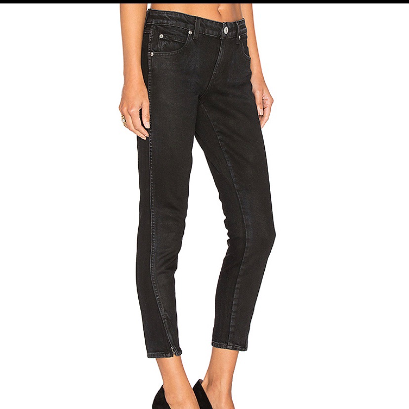 Amo Denim Twist Zip Jeans In Jett Euc